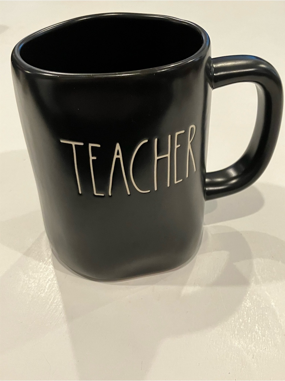 Rae Dunn | Black Ceramic Mug TEACHER in White
